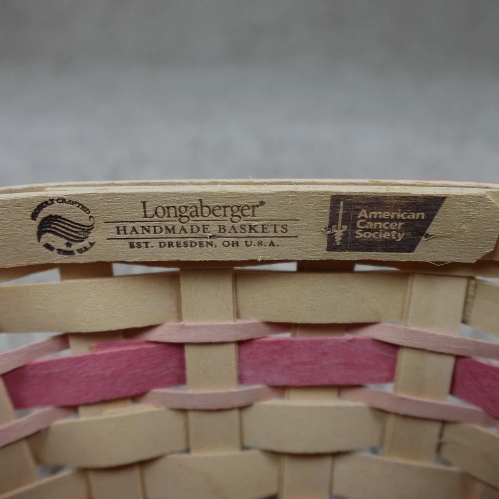 Longaberger 2008 Horizon of Hope Basket Pink Woven Support a Cure Handmade